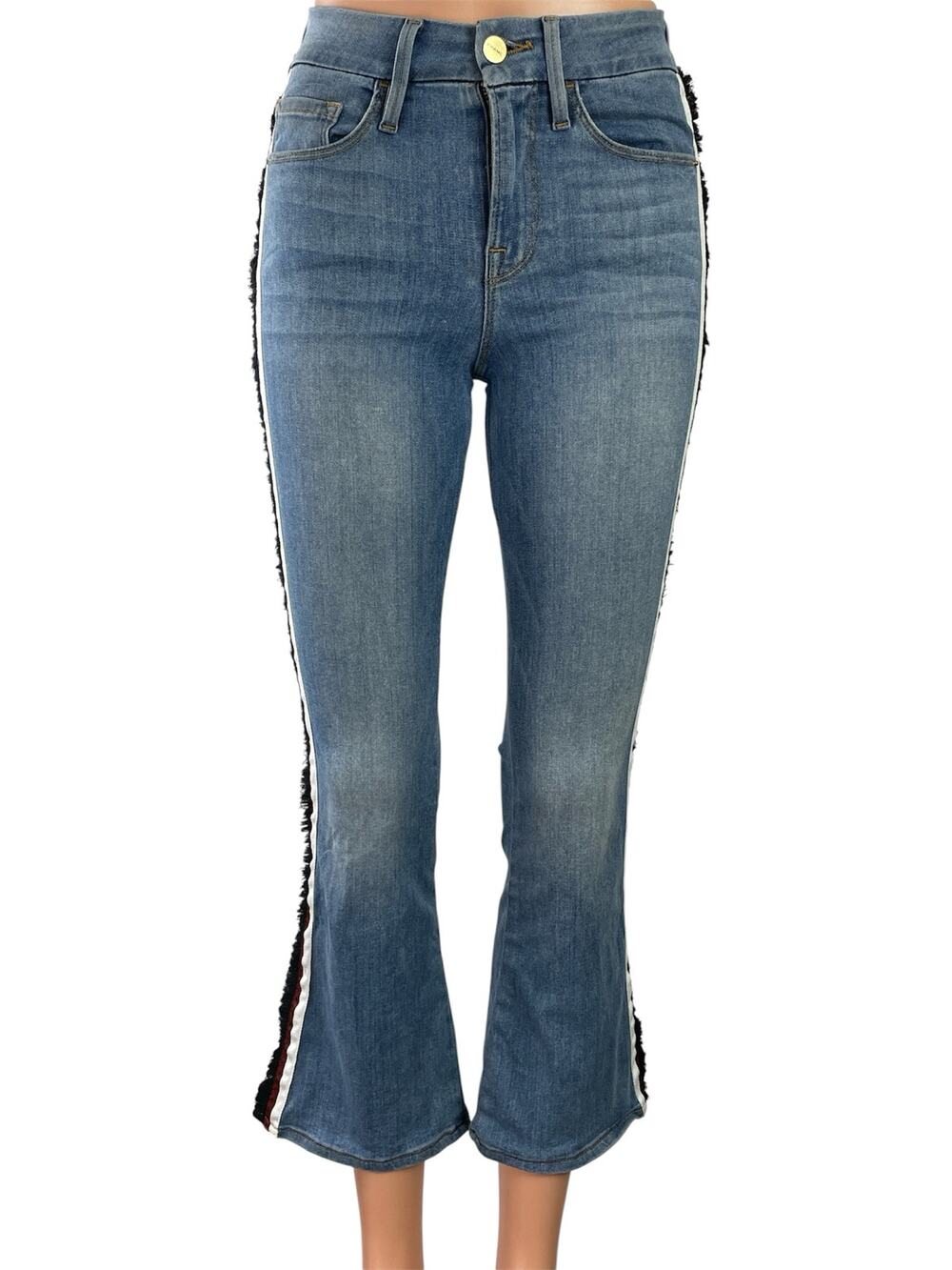 Frame Denim Women's Blue High Waisted Flared Bootcut Crop Denim Jeans Pants 25